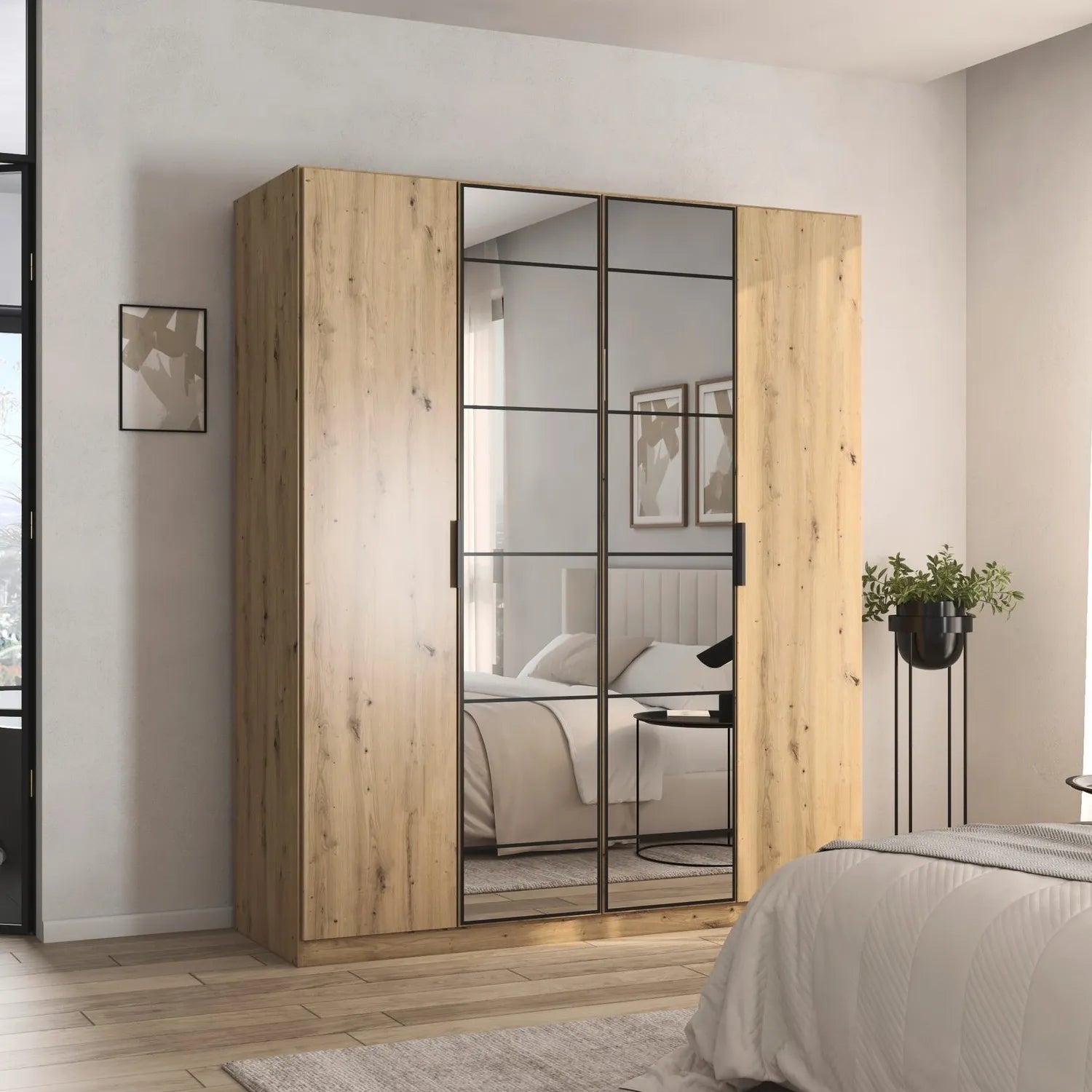 Ashworth Artisan Oak 181cm 4 Door Hinged Wardrobe - Pendle Village Furniture