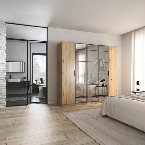 Ashworth Artisan Oak 226cm 5 Door Hinged Wardrobe - Pendle Village Furniture