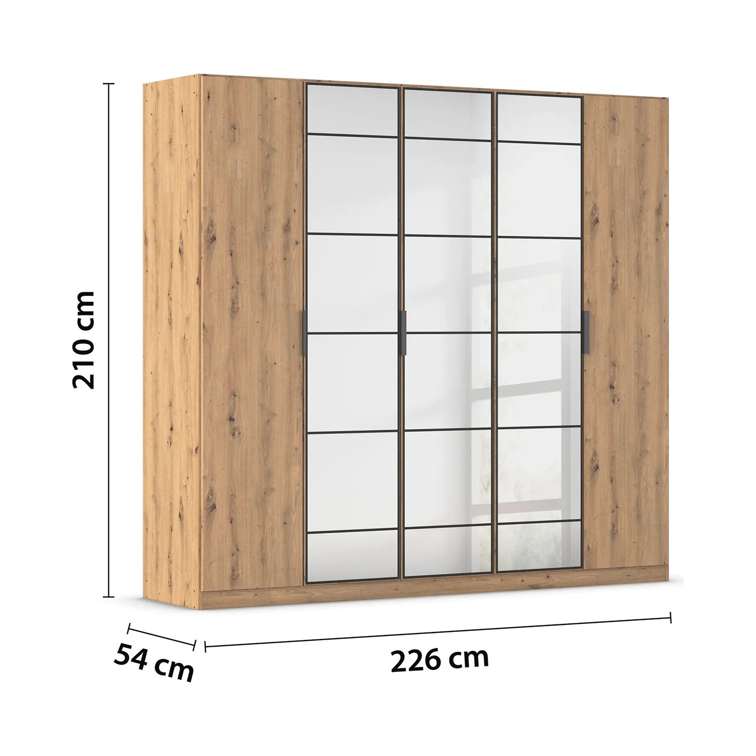 Ashworth Artisan Oak 226cm 5 Door Hinged Wardrobe - Pendle Village Furniture
