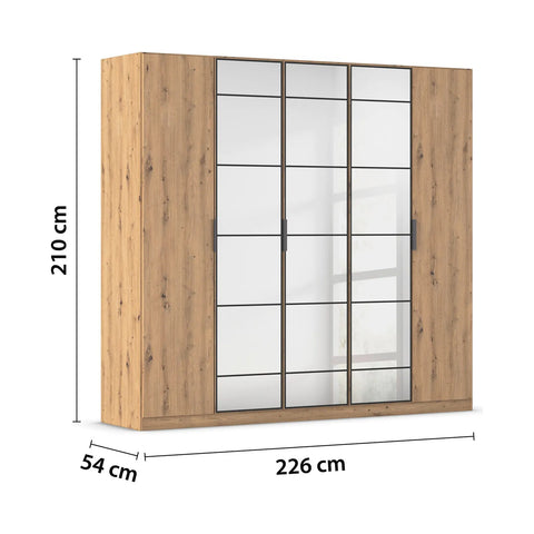 Ashworth Artisan Oak 226cm 5 Door Hinged Wardrobe - Pendle Village Furniture