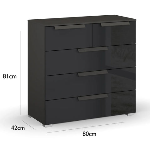 Rauch Perth 5 Drawer Basalt Glass Chest