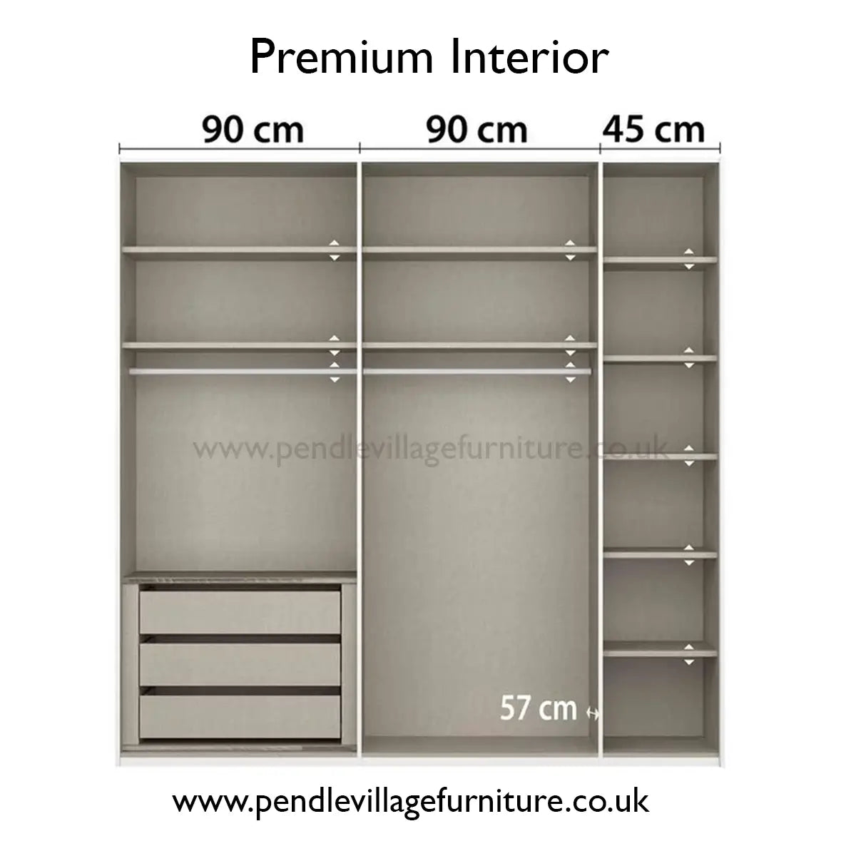 Rauch Basalt Glass Rio 226cm 2 Door Sliding Wardrobe, Dimensions: Width: 226cm, Height Available in 223cm and 235cm, Depth:68cm - Premium Interior 