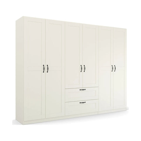 Rauch Cottage 271cm Wide 6 Door Wardrobe with Drawers - Pendle Village Furniture