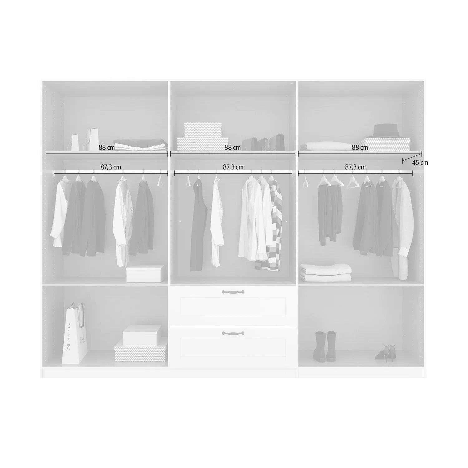 Rauch Cottage 271cm Wide 6 Door Wardrobe with Drawers - Pendle Village Furniture