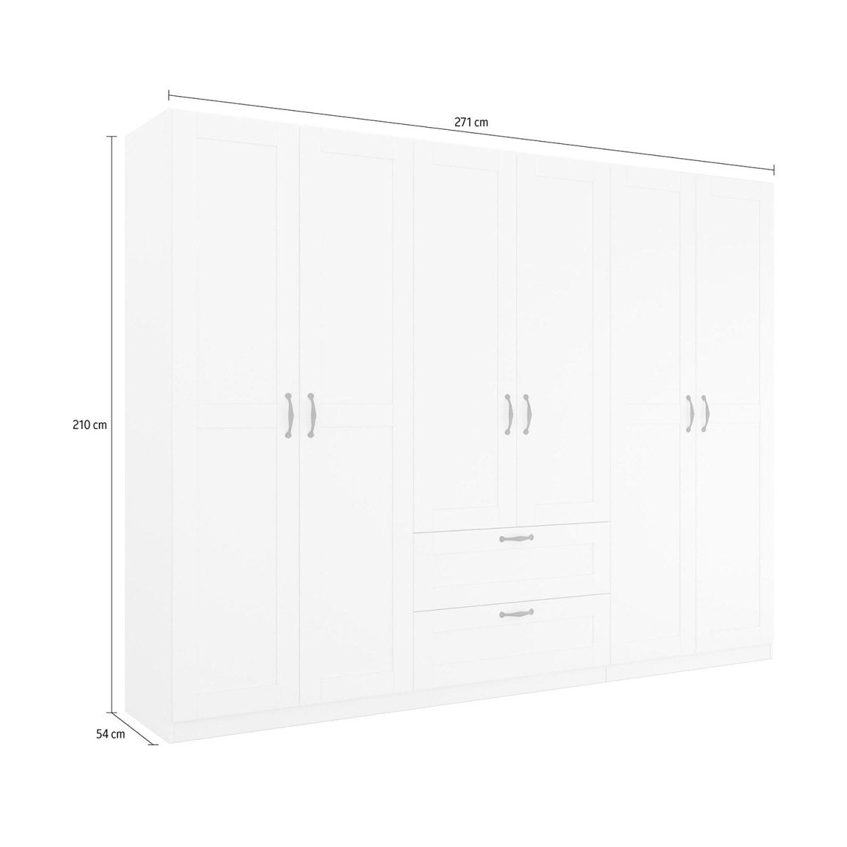Rauch Cottage 271cm Wide 6 Door Wardrobe with Drawers - Pendle Village Furniture
