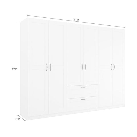 Rauch Cottage 271cm Wide 6 Door Wardrobe with Drawers - Pendle Village Furniture