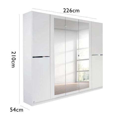 White wardrobe with dimensions labeled on a white background