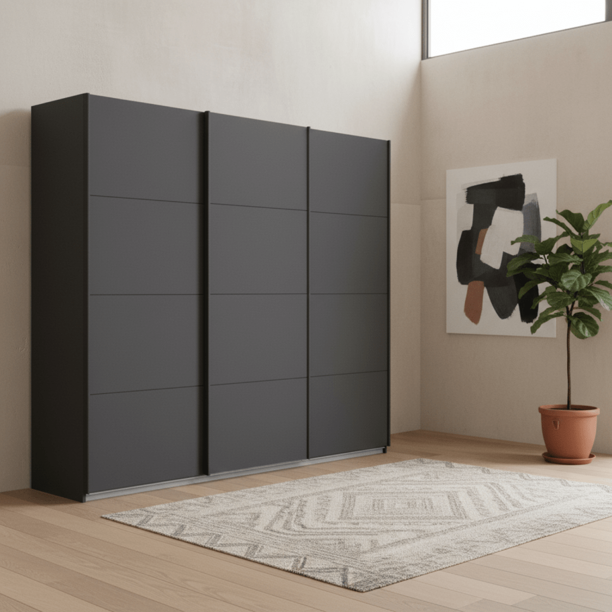 Rauch Forms Metallic Grey Decor 3 Door Sliding Wardrobe