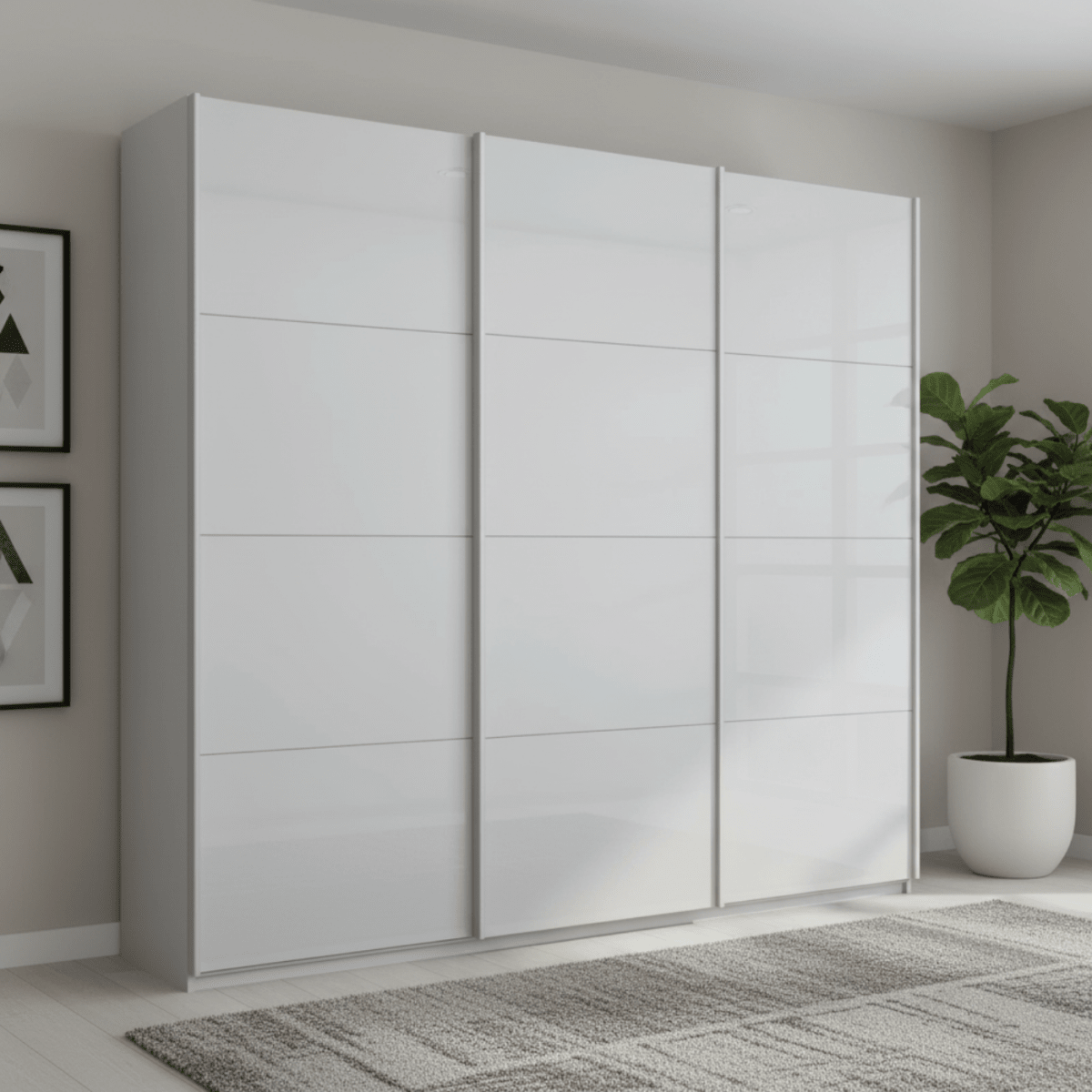 Rauch Forms Silk Grey Glass Triple Sliding Wardrobe