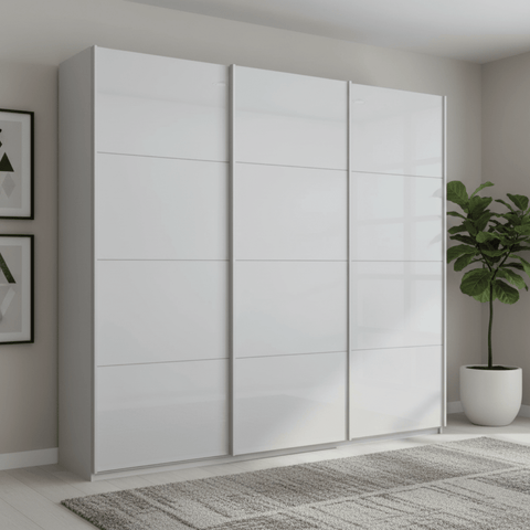 Rauch Forms Silk Grey Glass Triple Sliding Wardrobe