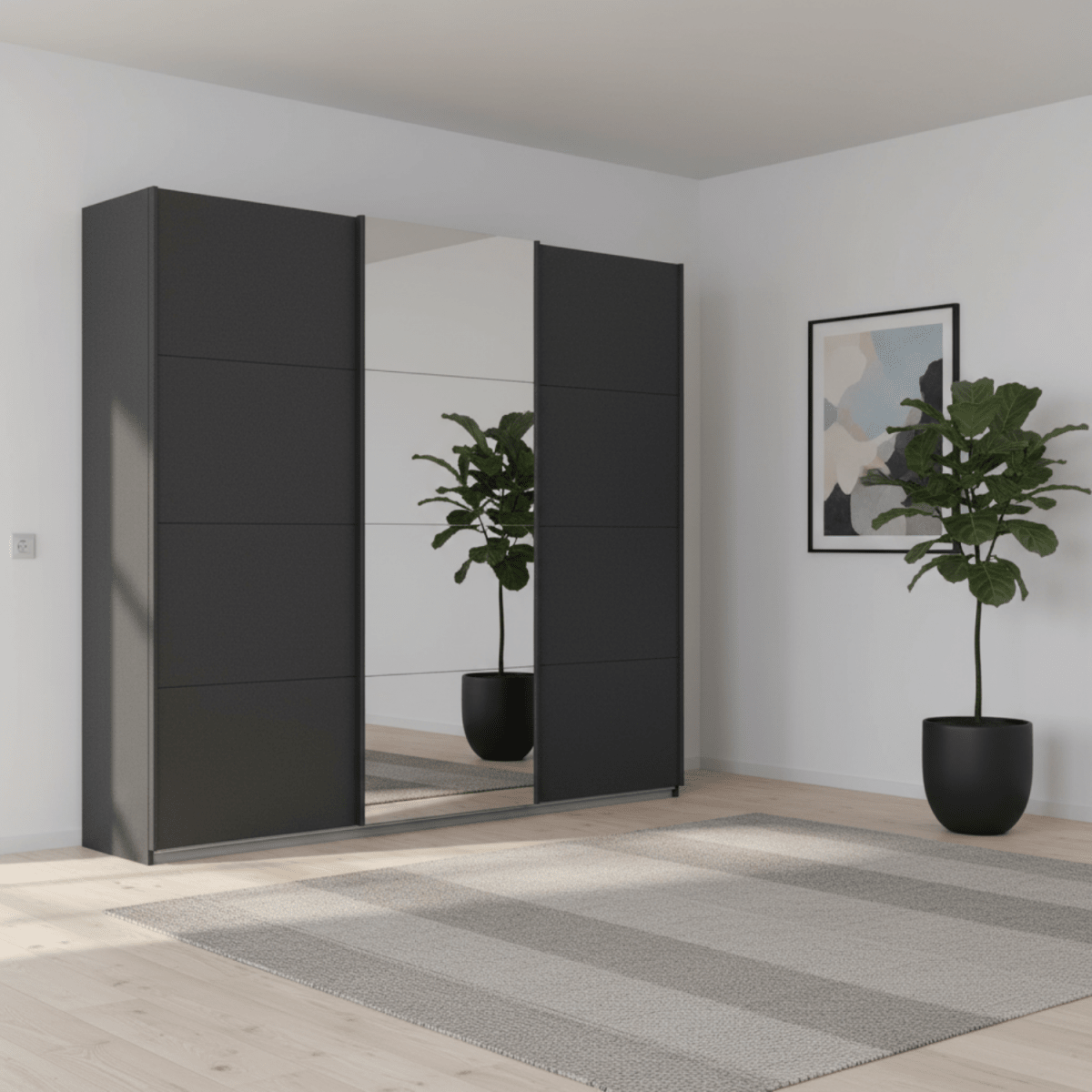 Rauch Forms Metallic Grey & Mirror 3 Door Sliding Wardrobe -  Pendle Village Furniture