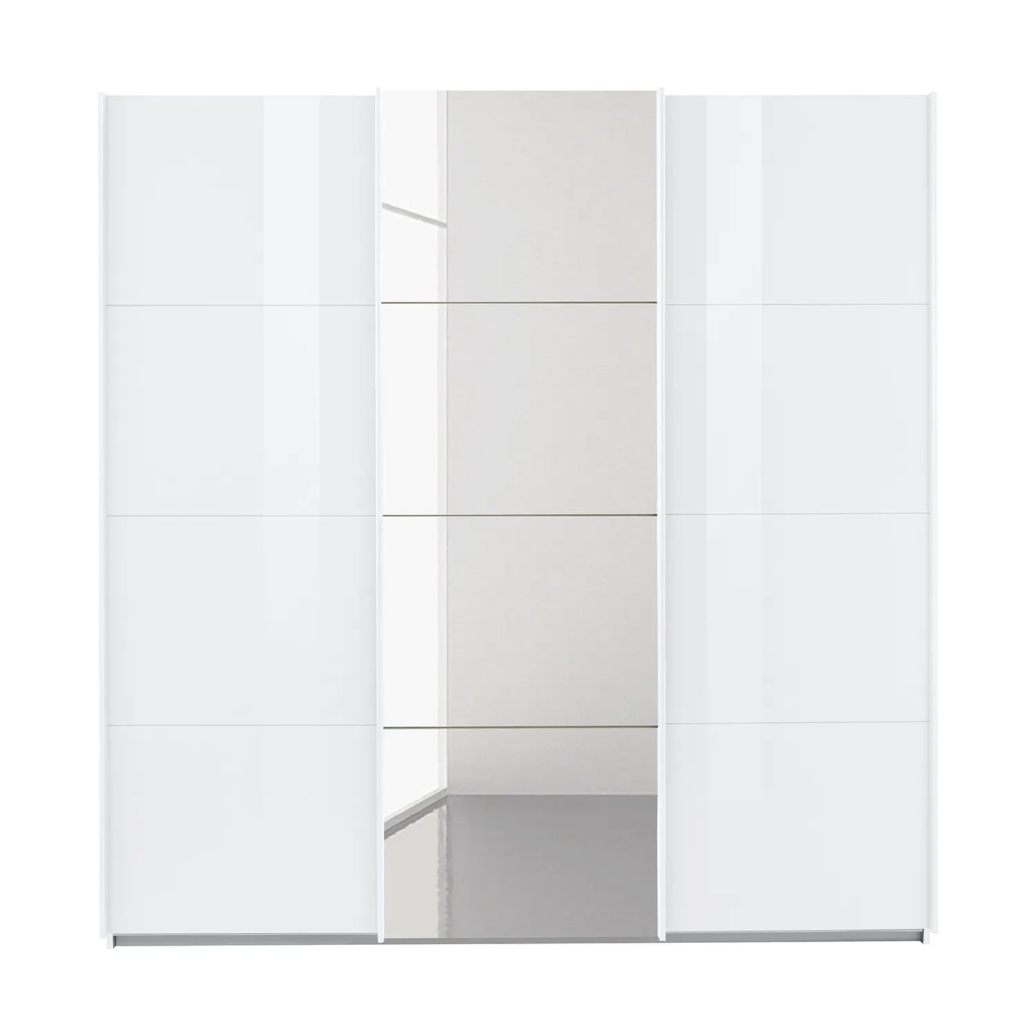Rauch Forms White High Gloss 3 Door Sliding Wardrobe with Mirror - Pendle Village Furniture