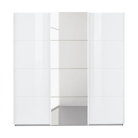 Rauch Forms White High Gloss 3 Door Sliding Wardrobe with Mirror - Pendle Village Furniture