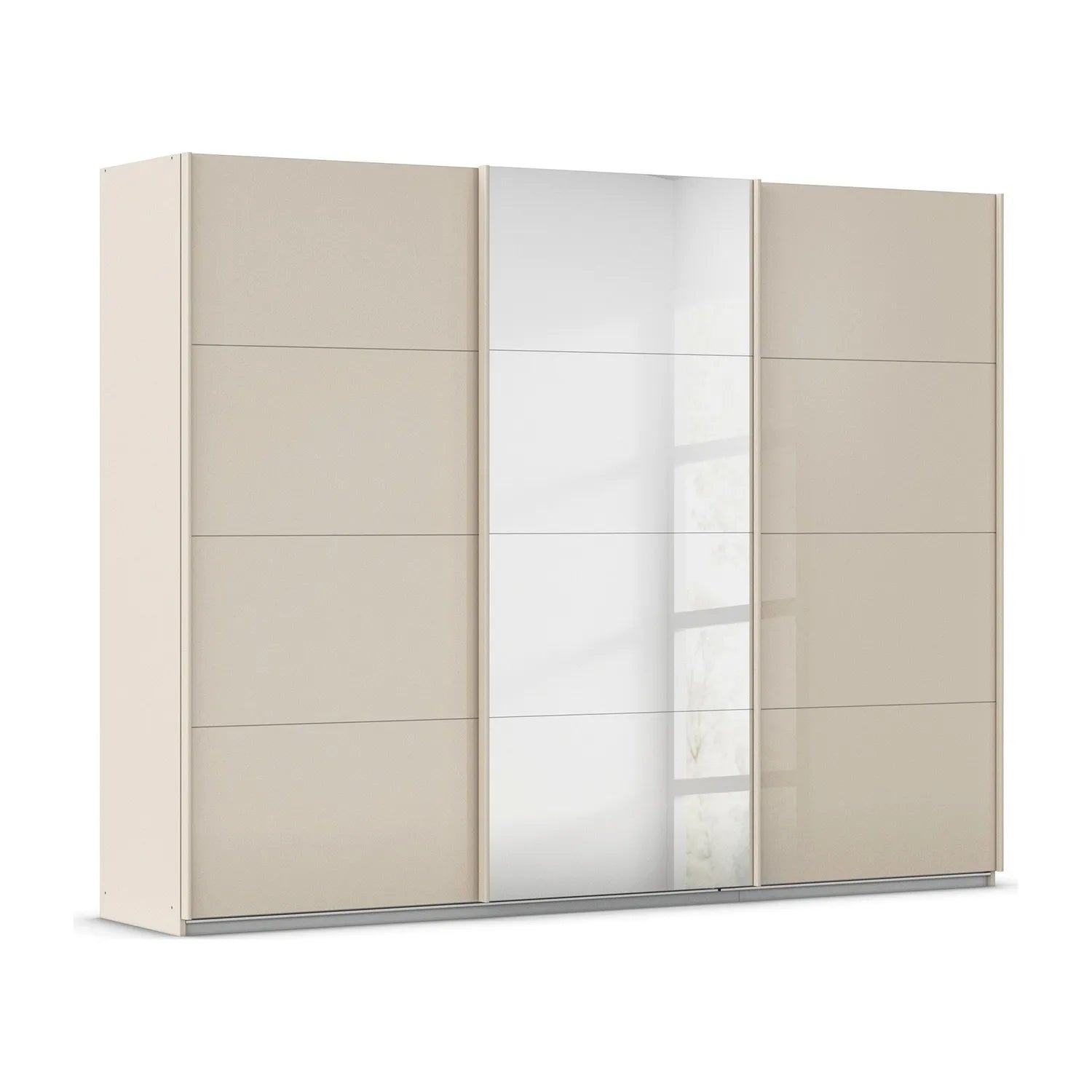 Large 271cm 3 door Sliding wardrobe in champagne glass and mirror 