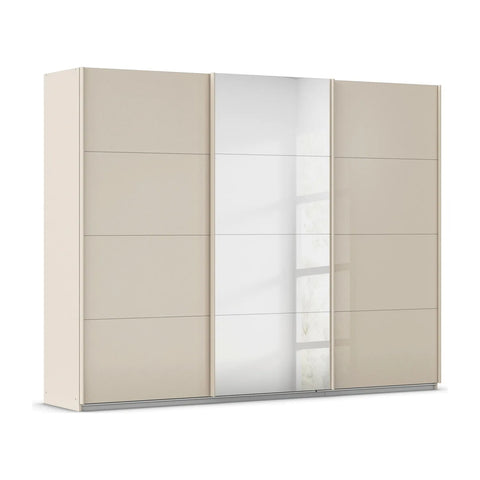 Large 271cm 3 door Sliding wardrobe in champagne glass and mirror 