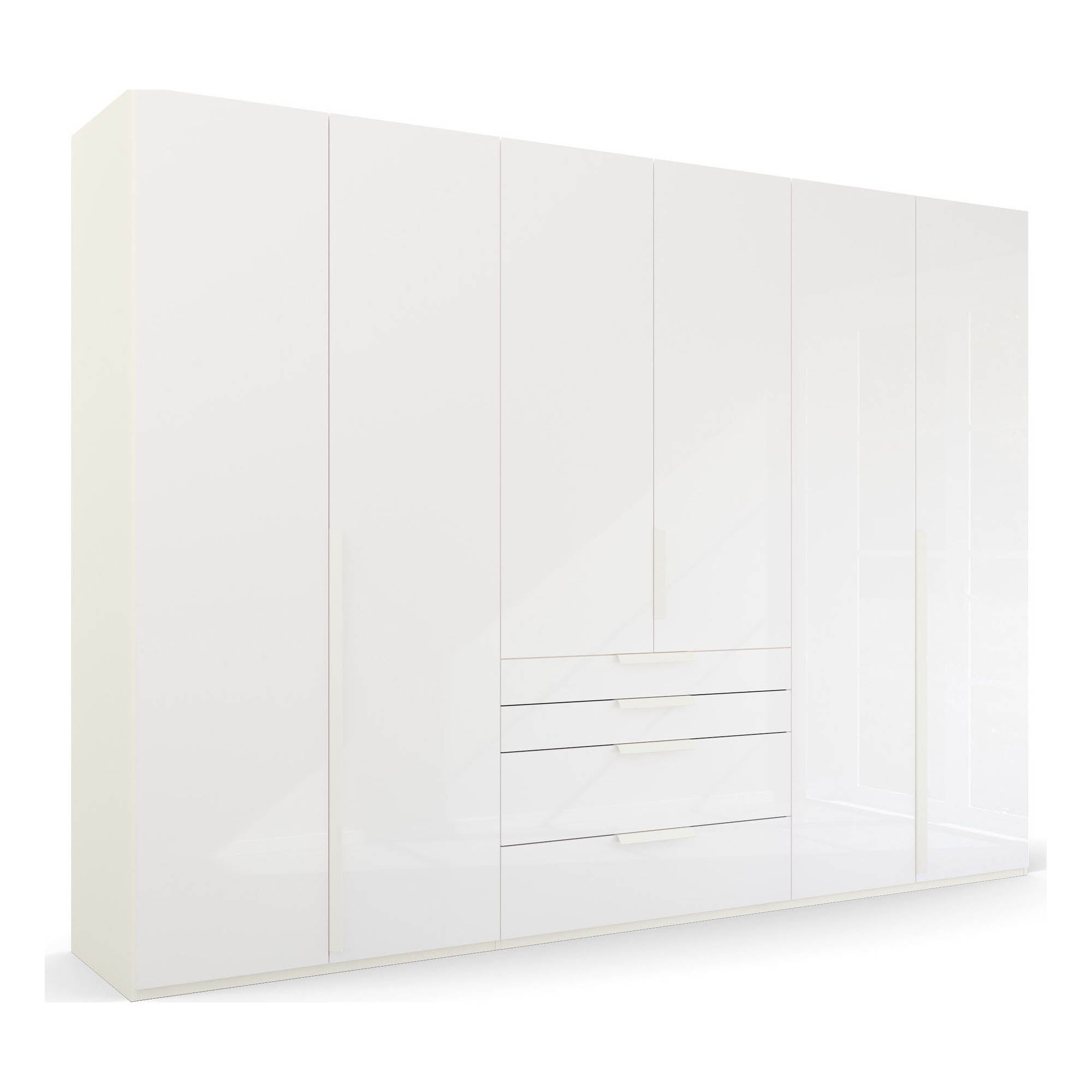 Frans White Glass Black 6 Door wardrobe online - Size: 3 meter wide Height 223cm 6 door closet - 002