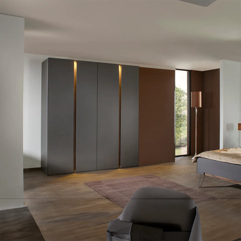 Larisa Graphite & Atlantic Oak Hinged 4 Door Wardrobe - Pendle Village Furniture