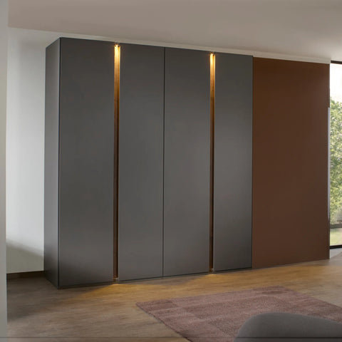 Larisa Graphite & Atlantic Oak Hinged 4 Door Wardrobe - Pendle Village Furniture