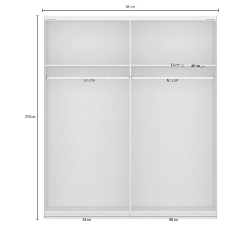 Mali 181cm Graphite & Mirror Sliding Door Wardrobe