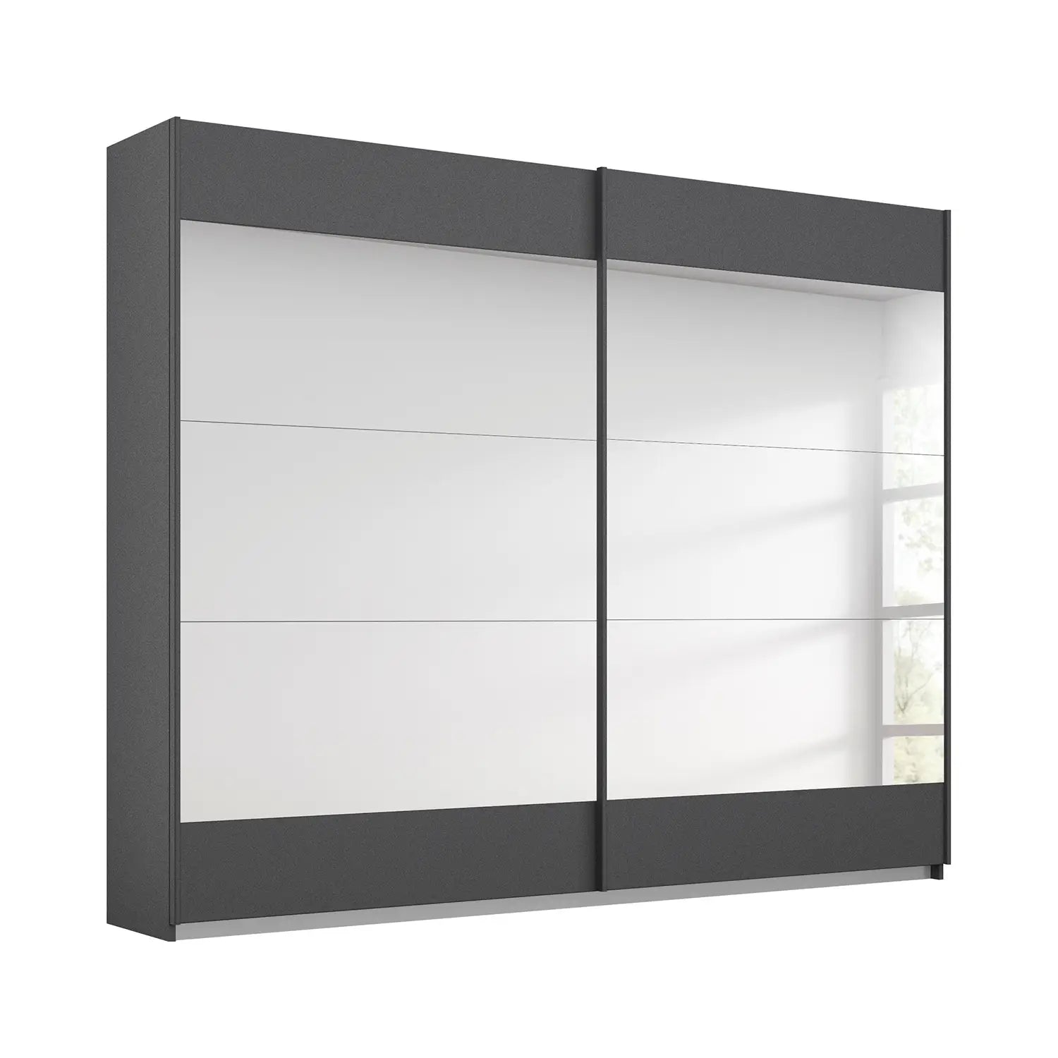 Mali Graphite & Mirror Sliding Door Wardrobe - Pendle Village Furniture