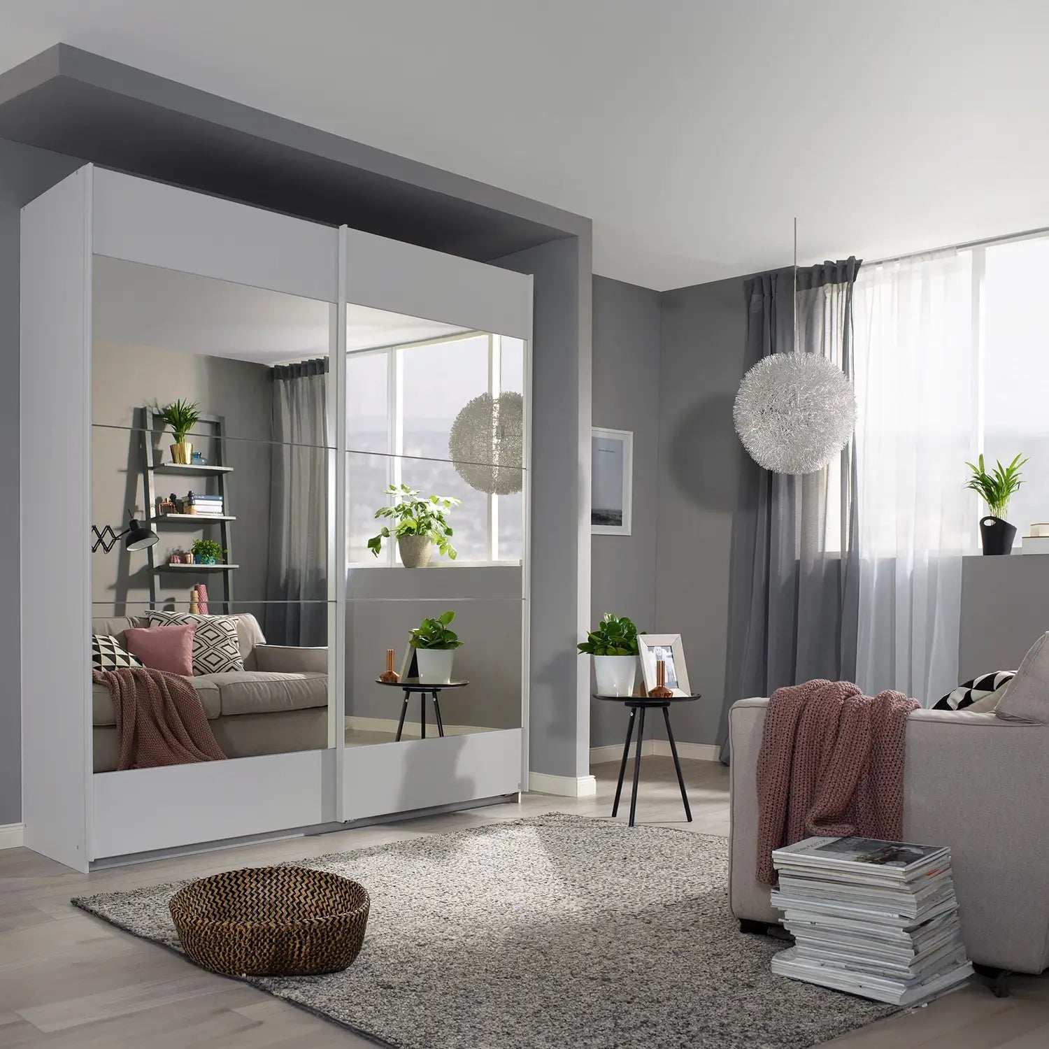 Mali Silk Grey & Mirror Sliding Door Wardrobe - Pendle Village Furniture