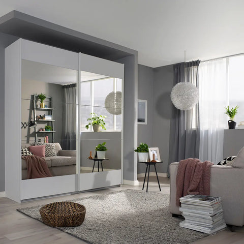 Mali Silk Grey & Mirror Sliding Door Wardrobe - Pendle Village Furniture