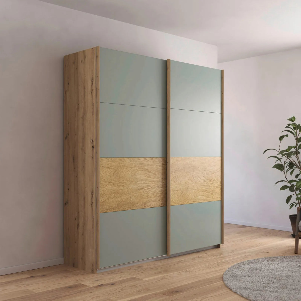 Rauch Marburg Sage Green Sliding Door Wardrobe - Pendle Village Furniture