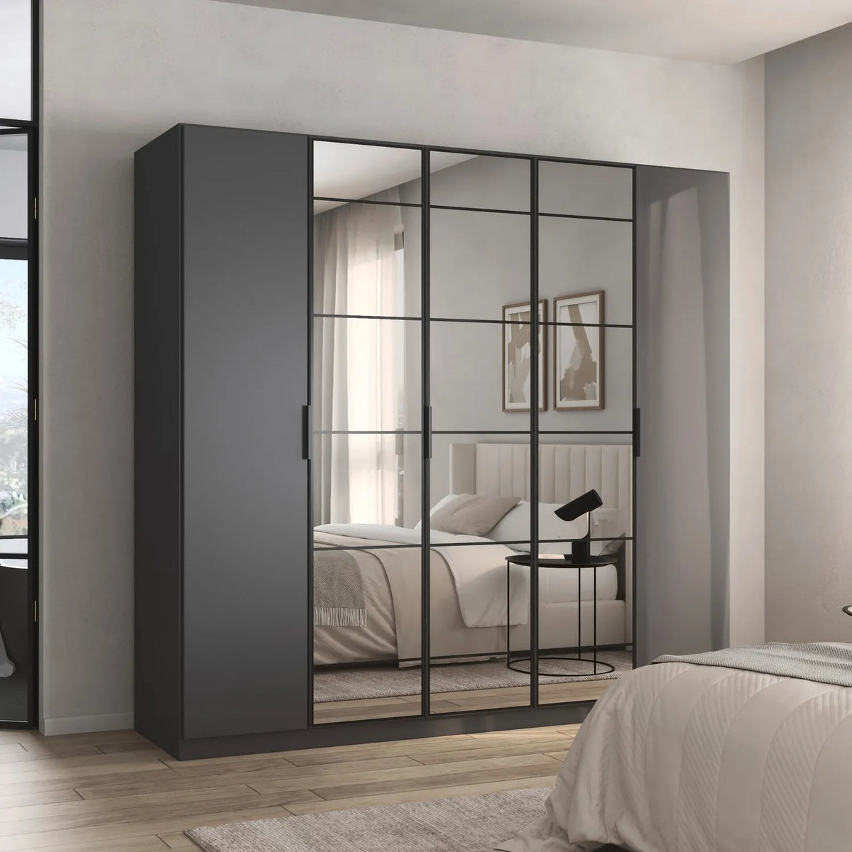 Ashworth Metallic Grey 226cm 5 Door Hinged Wardrobe - Pendle Village Furniture
