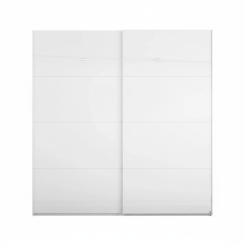 Rauch Forms White Glass 2 Door Slider Wardrobe, Available in 3 width Sizes