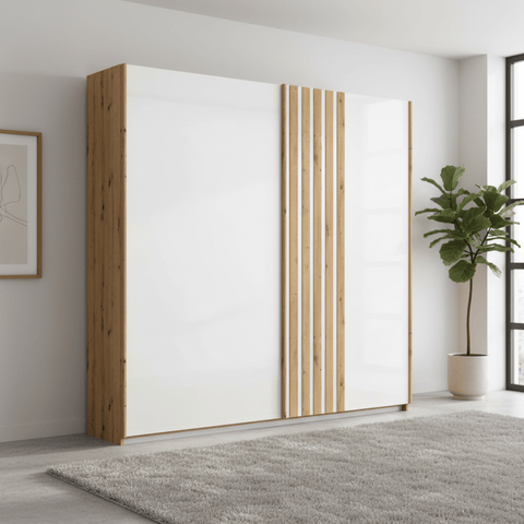 Rauch Mosbach White Glass Sliding Door Wardrobe - W181cm