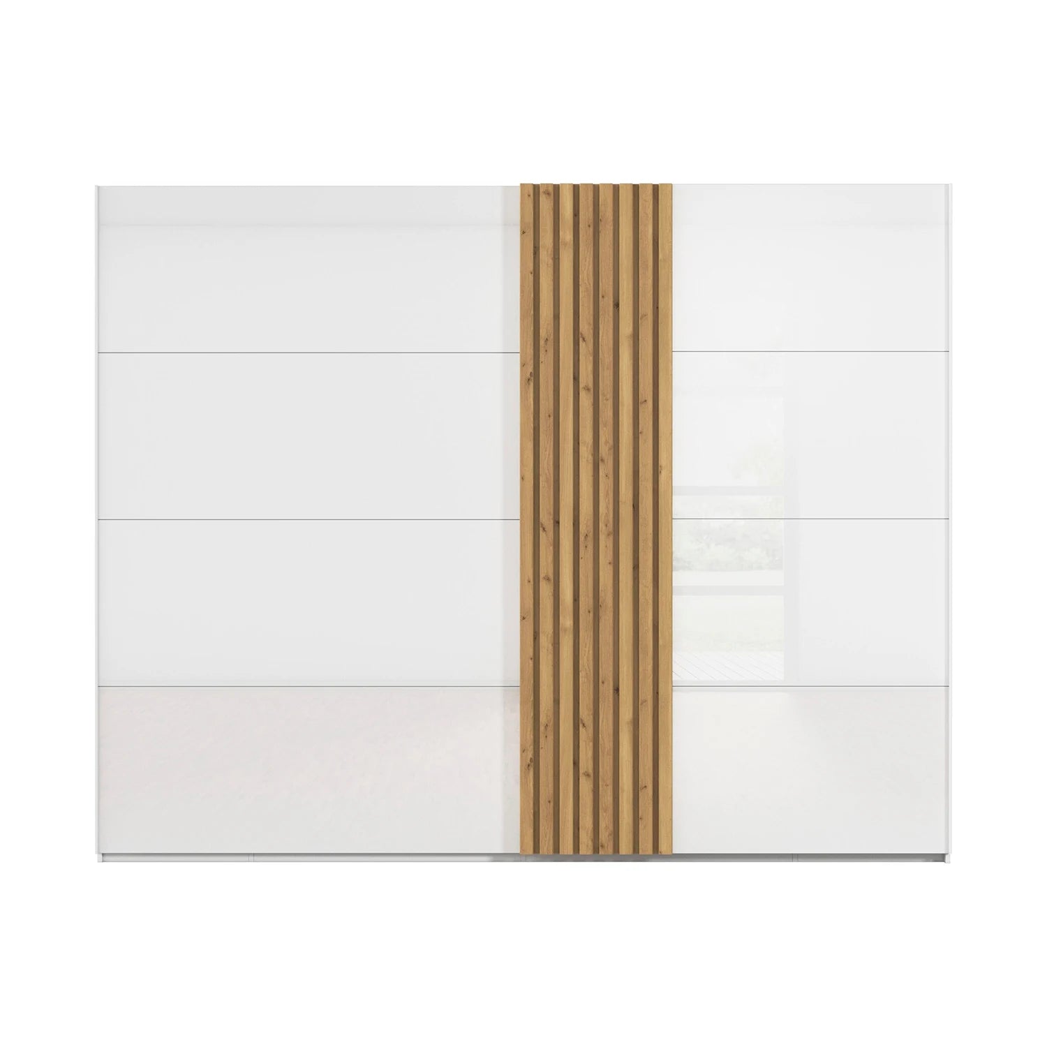 Rauch Tegra Fusion White Glass and Wild Oak Sliding Door Wardrobe - Pendle Village Furniture