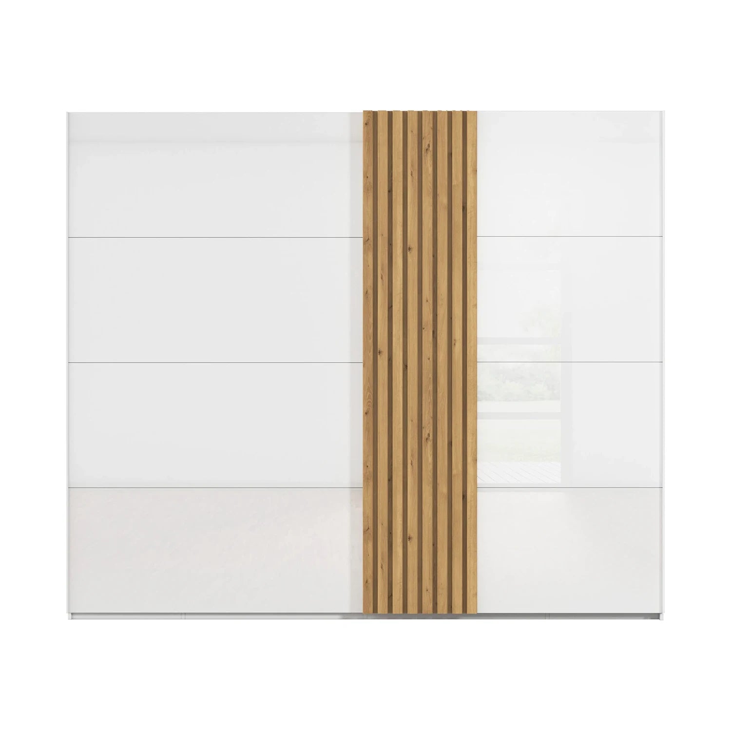 Rauch Tegra Fusion White Glass and Wild Oak Sliding Door Wardrobe - Pendle Village Furniture