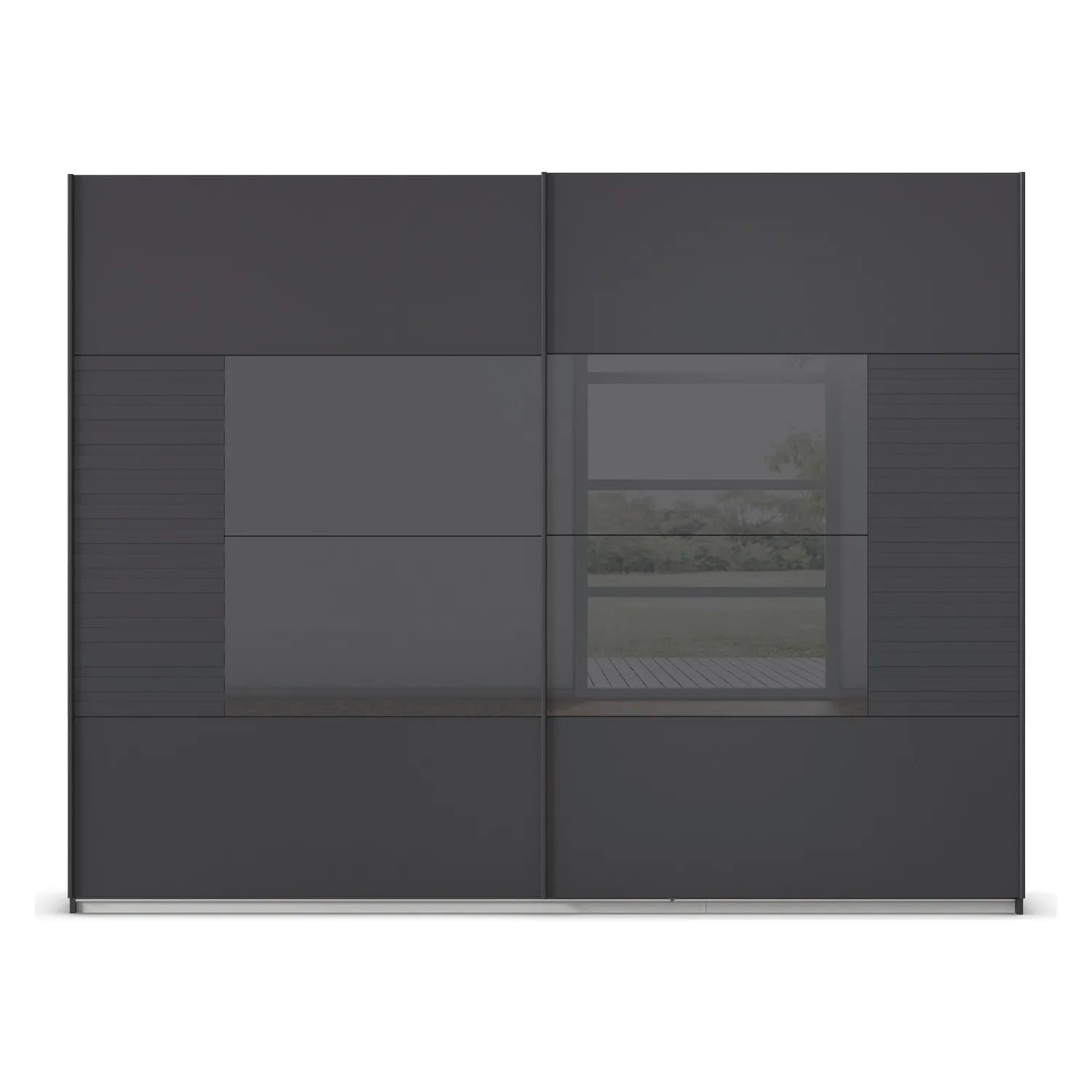 Novaro Graphite & Basalt Glass Sliding Door Wardrobe - Pendle Village Furniture