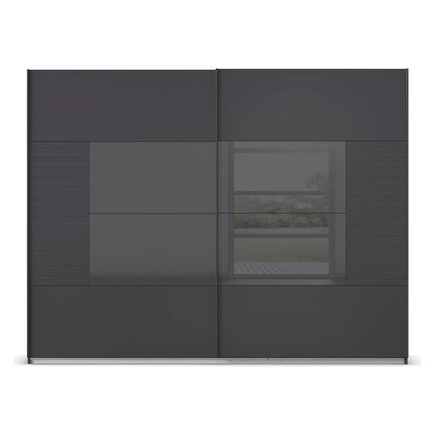 Novaro Graphite & Basalt Glass Sliding Door Wardrobe - Pendle Village Furniture