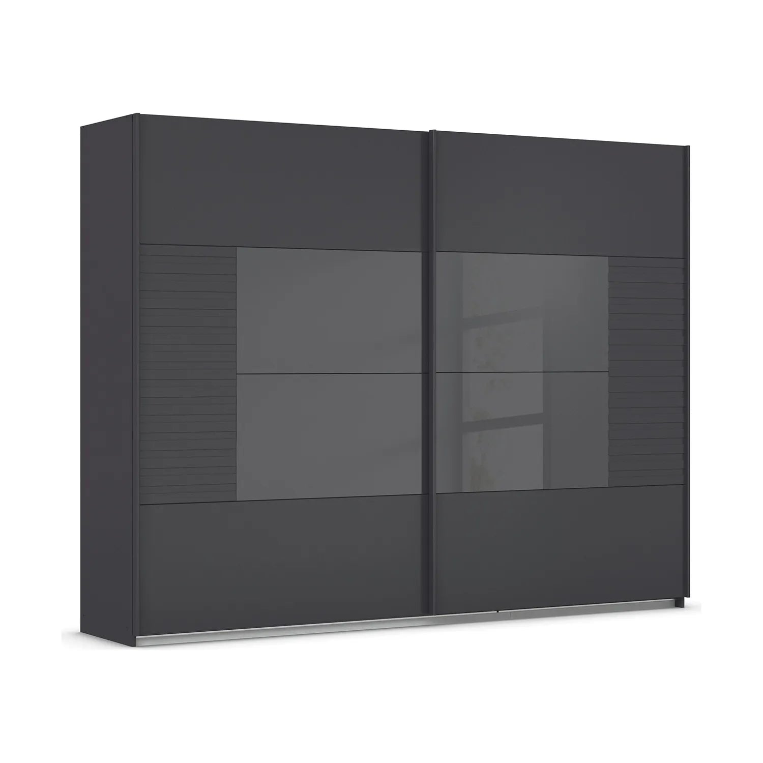 Novaro Graphite & Basalt Glass Sliding Door Wardrobe - Pendle Village Furniture