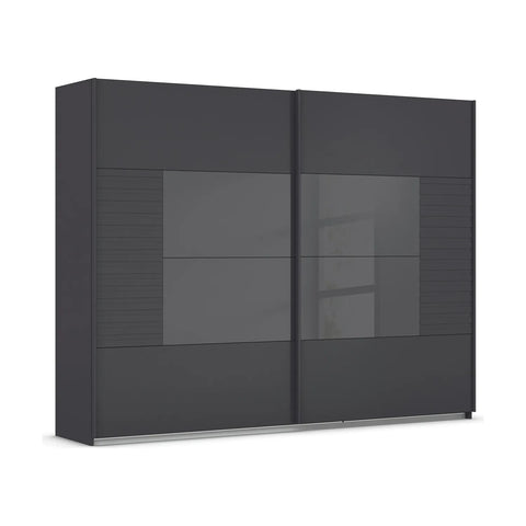 Novaro Graphite & Basalt Glass Sliding Door Wardrobe - Pendle Village Furniture