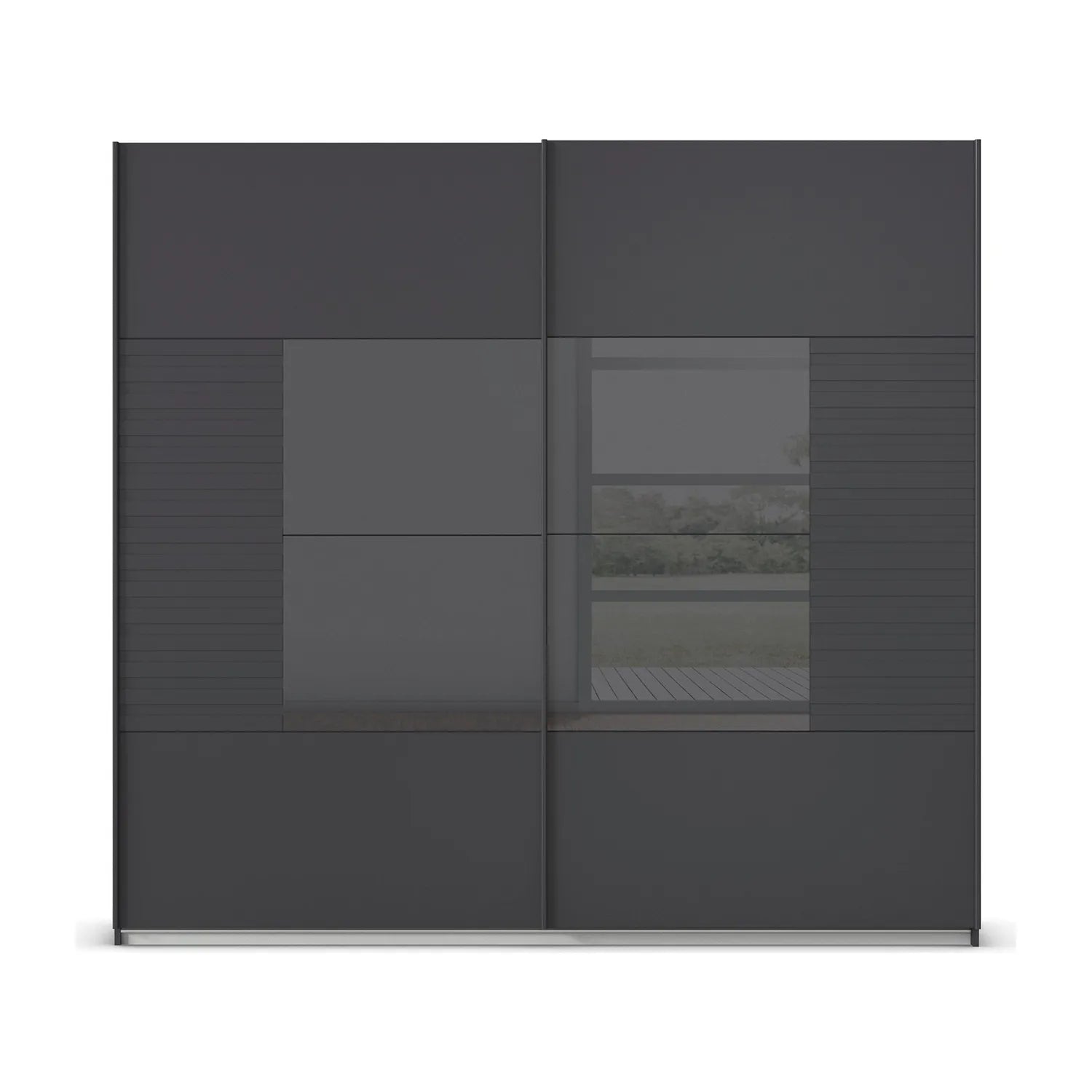 Novaro Graphite & Basalt Glass Sliding Door Wardrobe - Pendle Village Furniture