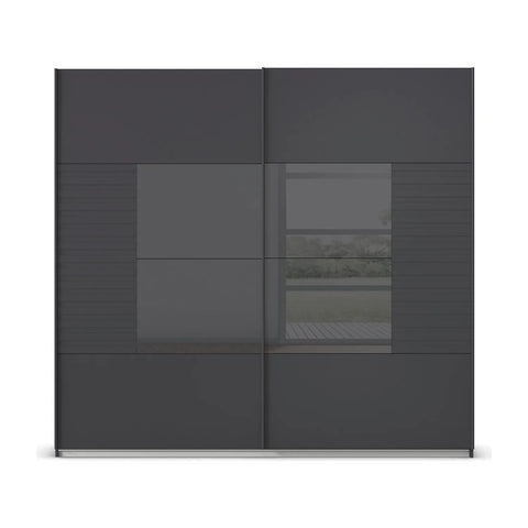 Novaro Graphite & Basalt Glass Sliding Door Wardrobe - Pendle Village Furniture