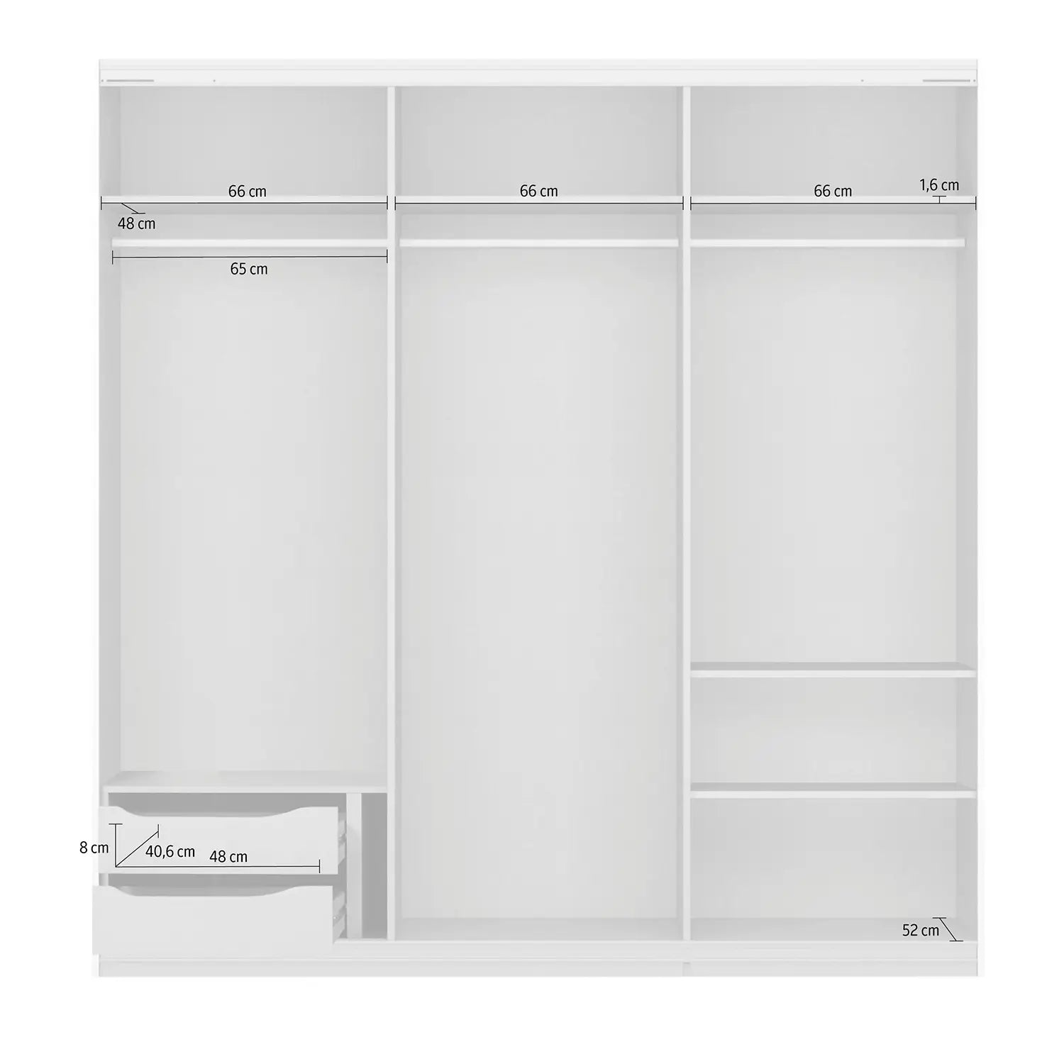 Rauch Prism Graphite 3 Door Full Mirror Sliding Wardrobe - 203cm