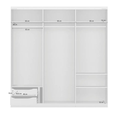 Rauch Prism Graphite 3 Door Full Mirror Sliding Wardrobe - 203cm