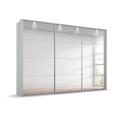 Rauch Prism Metallic Grey 3 Door Full Mirror Sliding Wardrobe - 271cm