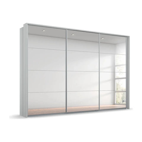 Rauch Prism Metallic Grey 3 Door Full Mirror Sliding Wardrobe - 271cm