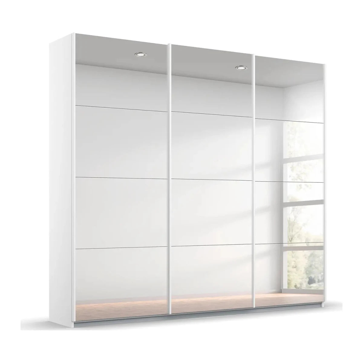 Rauch Prism Wardrobe Carcase White Front Full Mirror.  Width 203cm, Height 210cm and 229cm. We will deliver and Assemble Free of Charge - With out Passepartout Light Frame 