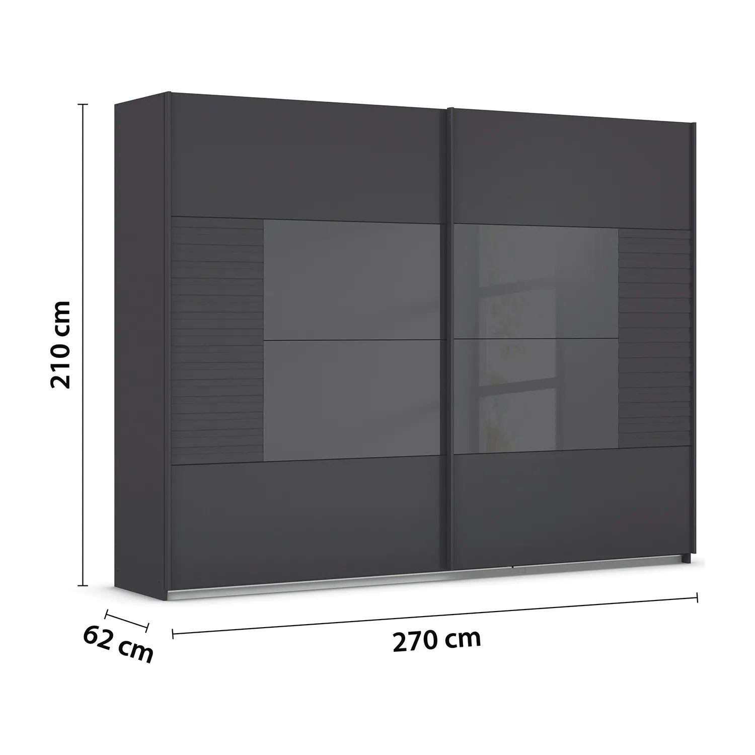 Novaro Graphite & Basalt Glass Sliding Door Wardrobe - Pendle Village Furniture