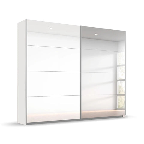White wardrobe with sliding doors on a white background
