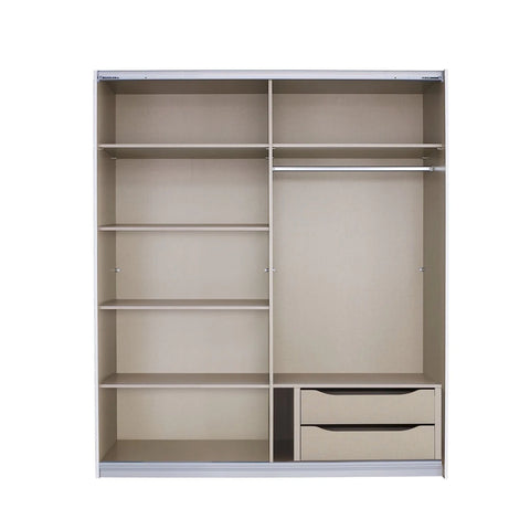 Saalburg White High Gloss Sliding Door Wardrobe with Mirror - W181cm