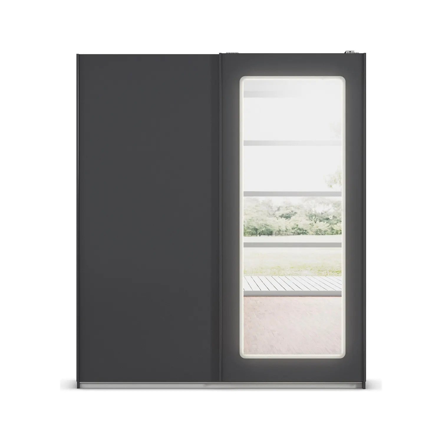 Arezzo Graphite 2 Door Sliding Wardrobe With Integrated LED Lighting - Pendle Village Furniture