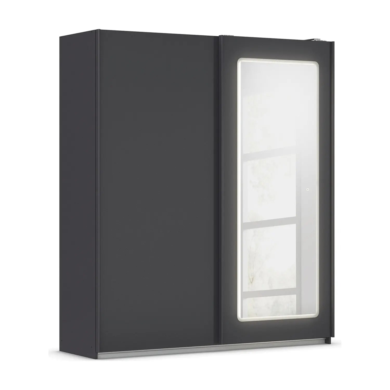 Arezzo Graphite 2 Door Sliding Wardrobe With Integrated LED Lighting - Pendle Village Furniture
