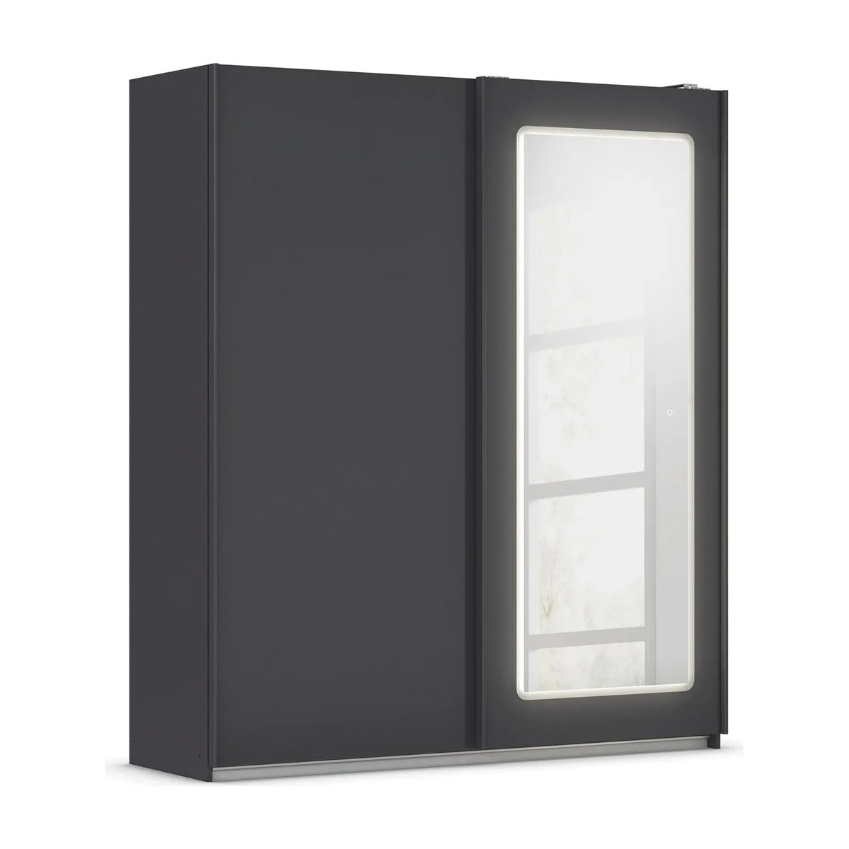 Arezzo Graphite 2 Door Sliding Wardrobe With Integrated LED Lighting - Pendle Village Furniture
