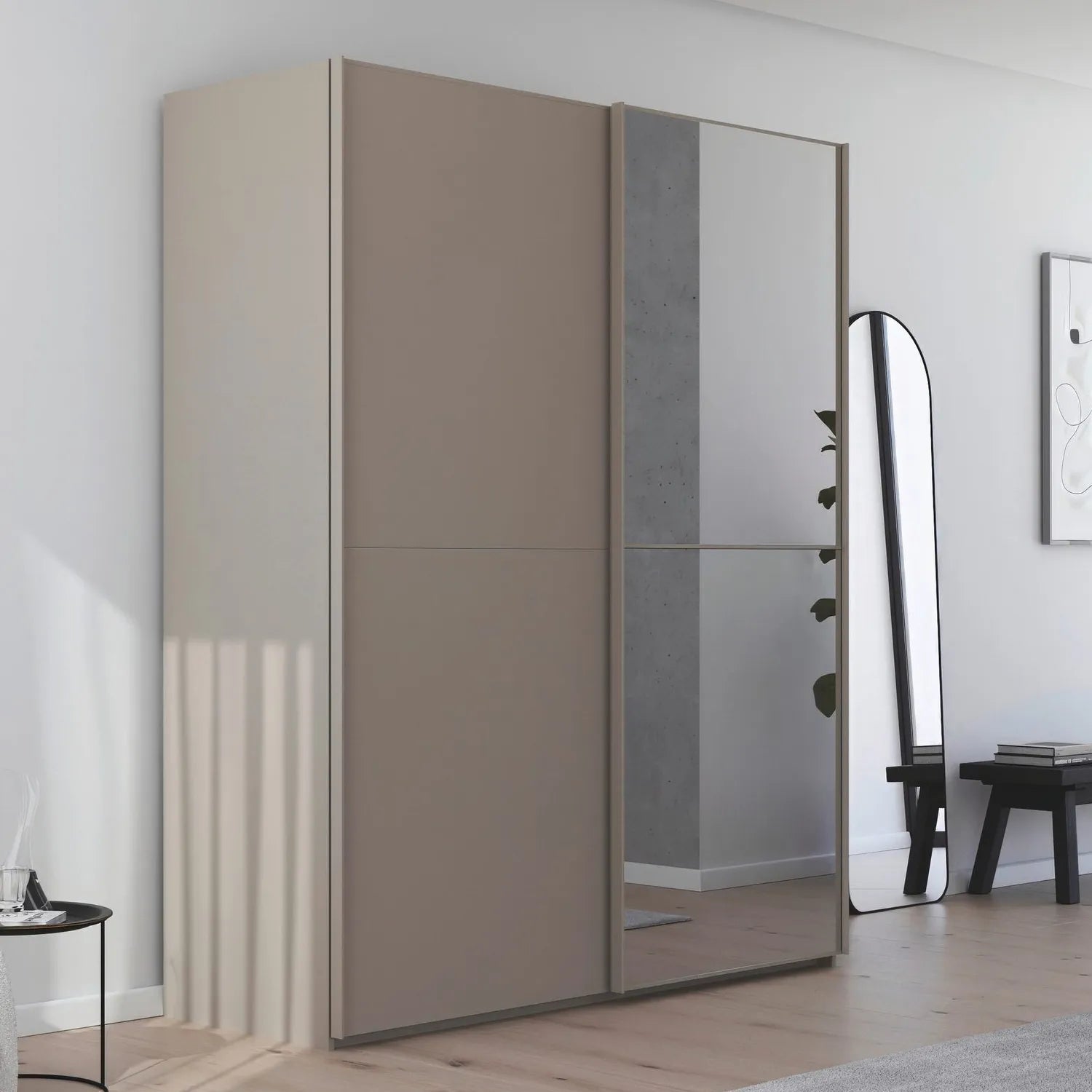 Supreme Duo Fango 2 Door Sliding Wardrobe with Mirror
